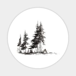 Camping in nature under the trees Magnet